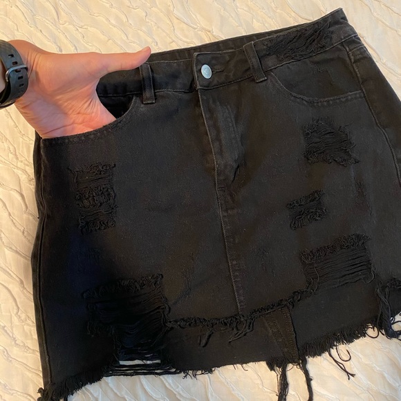 Ripped Black Jean Skirt! - Picture 3 of 7